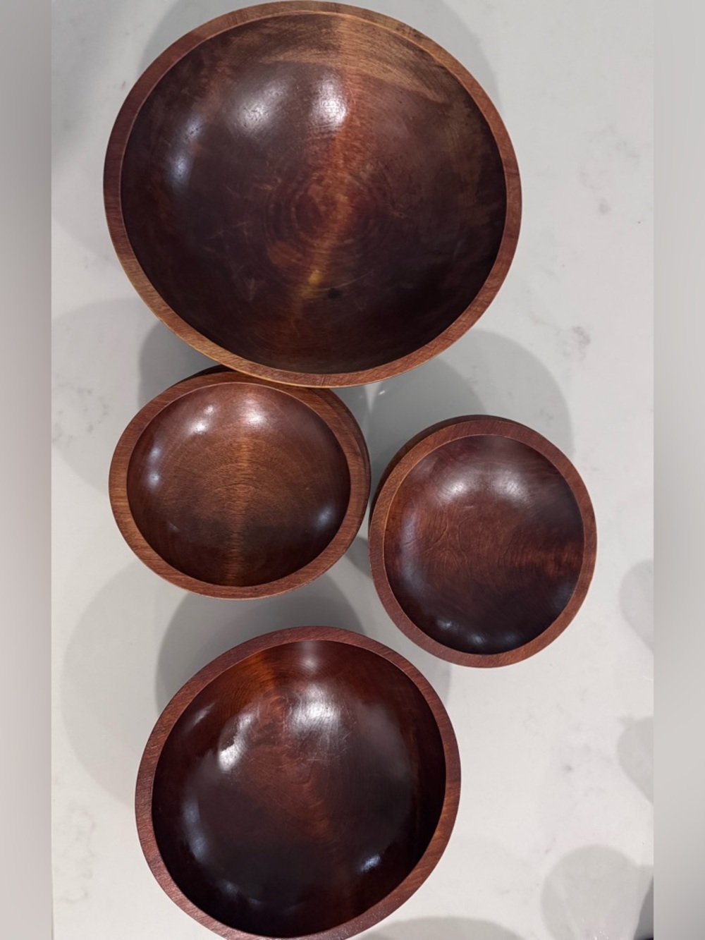 Handcrafted Wooden Serving Bowl Set - Deep Brown